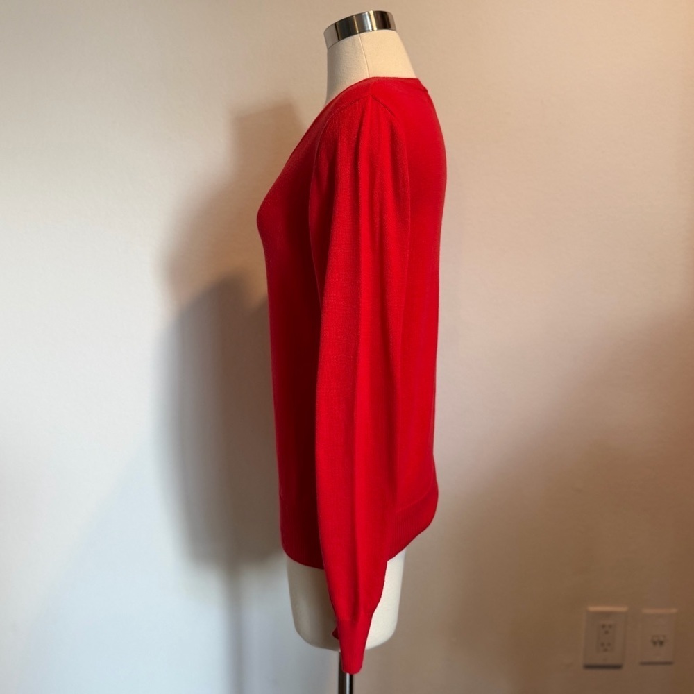 Red V-Neck Women's Sweater - Picture 2 of 6